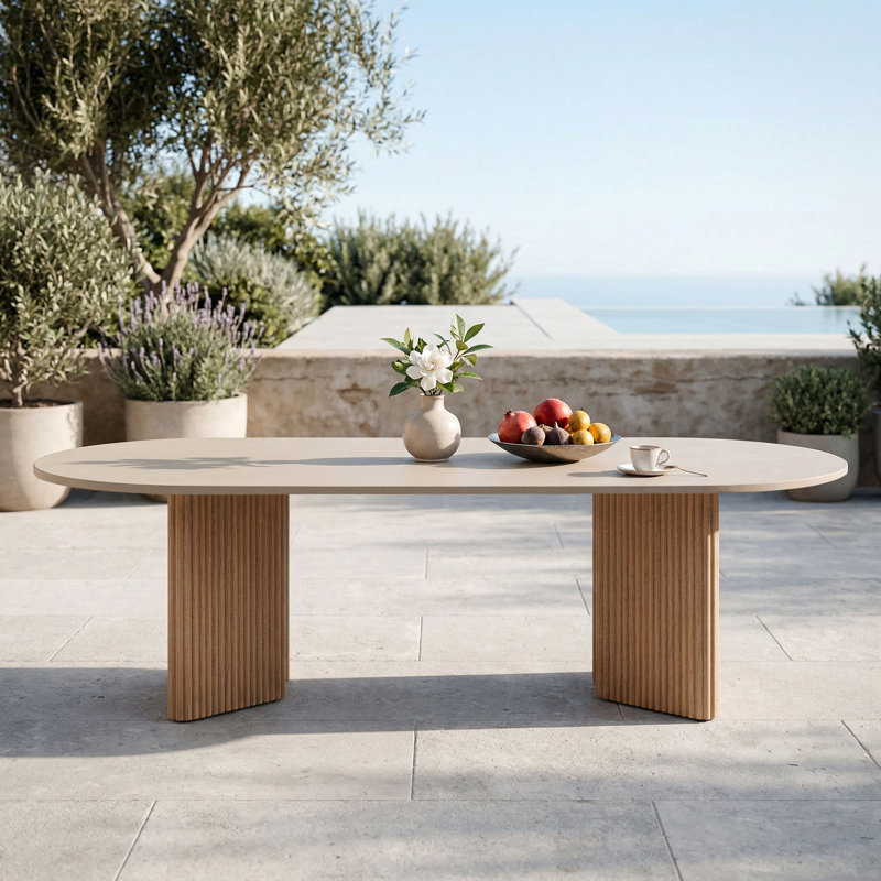 Table de salle à manger d'extérieur en eucalyptus de 106,2 pouces