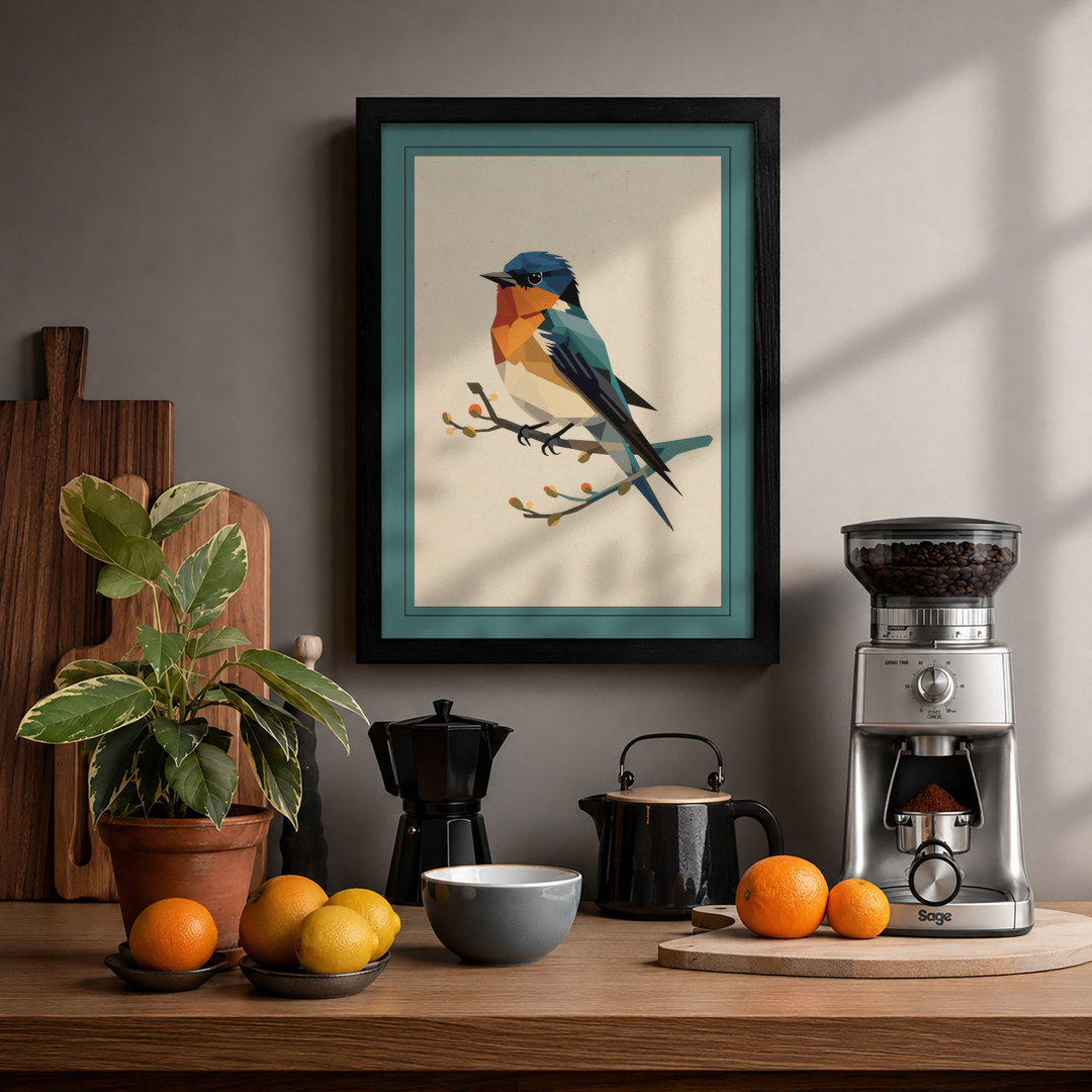 Perched Songbird Botanical - Framed Print