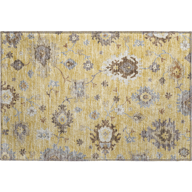 Premium Machine Washable Prisco Gold Rug