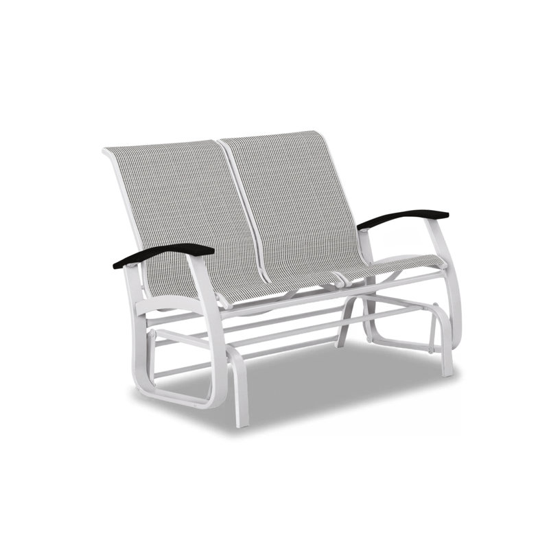 Belle Isle Outdoor Glider, Black P70, Gloss White, Nickel