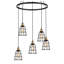 Lustre de roue de wagon à treillis suspendu 5 lumières wire cage Pinnix-28000760