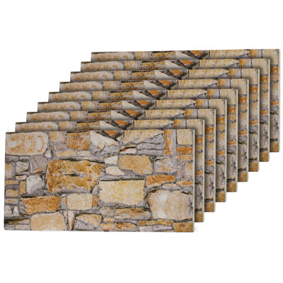 3D Faux Stone Wall Panels, Set of 9 (Covers 48 Sq Ft), 20" x 40" Foam Wall Cladding for Interior & Exterior Accent Walls