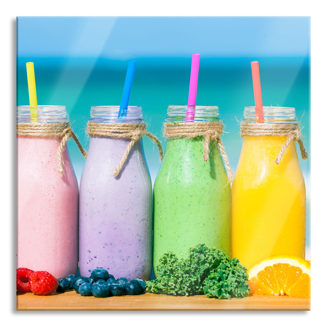 Glasbild Smoothies in verschiedenen Farben