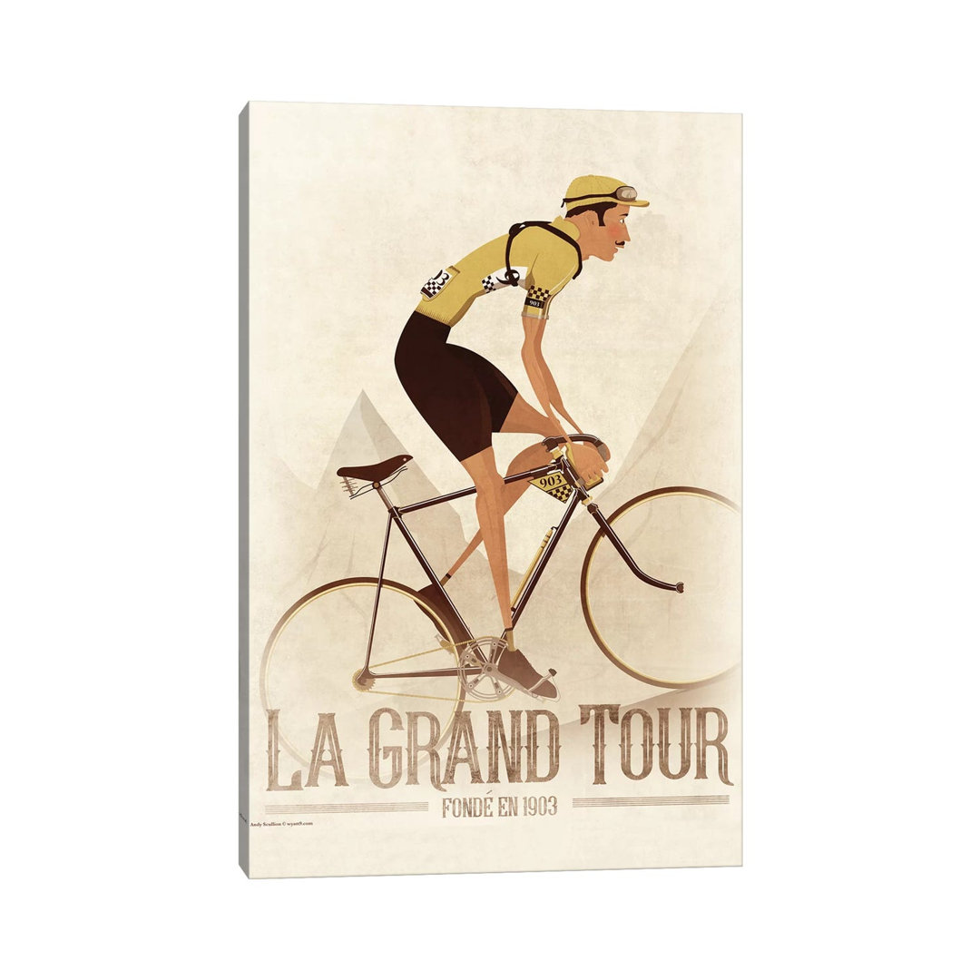 Vintage Tour De France Cyclist by Wyatt - Print on Canvas