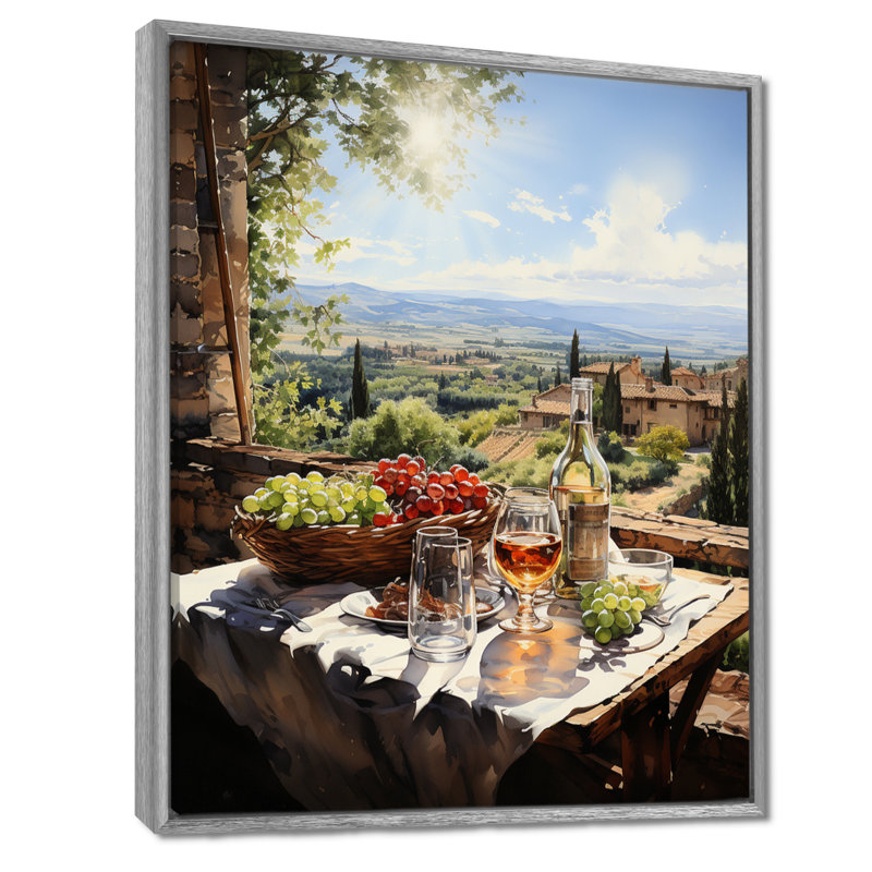 Vineyard Rendezvous In Rioja I - Décoration murale vignoble, H 32 po x l 24 po x P 1 po, Encadrement argenté