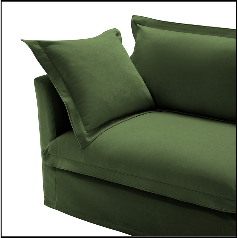 Canapé modulaire confortable avec coussins élégants pour le salon, 3, H 34,6 po x l 120 po x P 55 po, Chenille verte