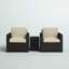 Arbedella Wicker 2 - Person Patio Conversation Set with Cushions-376609343