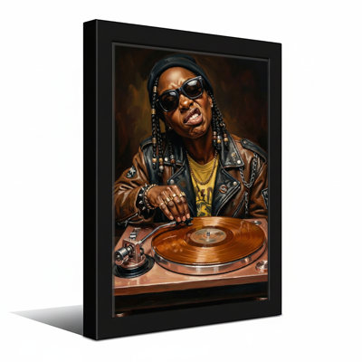 Fashion DJ jouant du disque vinyle avec lunettes de soleil