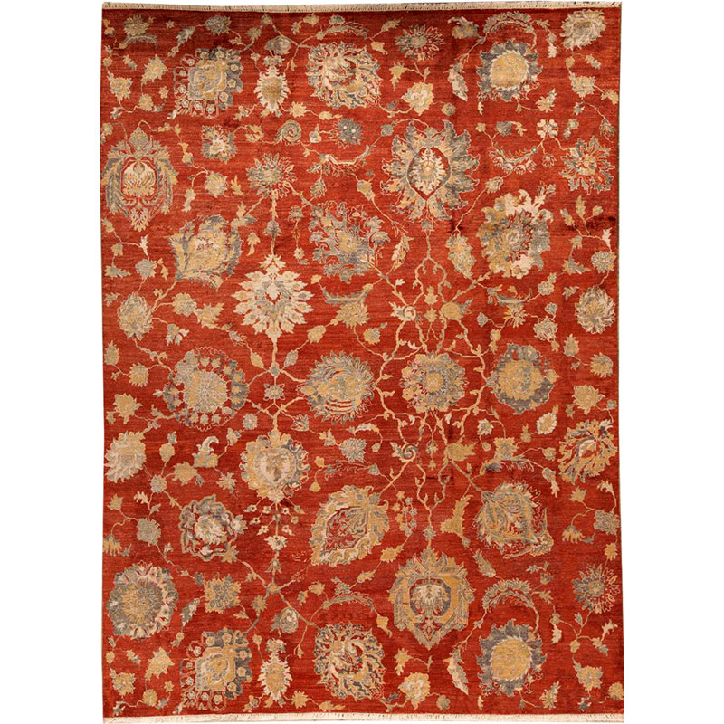 Floral Area Rug in Rust/Yellow