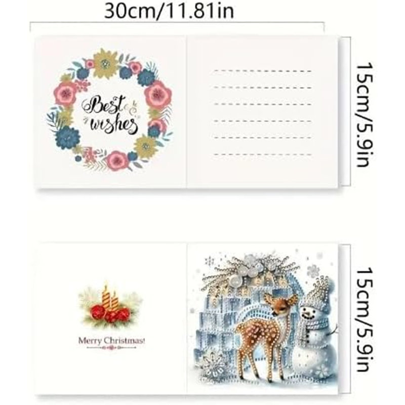6pcs 5d Diy Diamond Painting Reindeer And Snowman Kits For Adults - Diamond Painting Christmas Cards