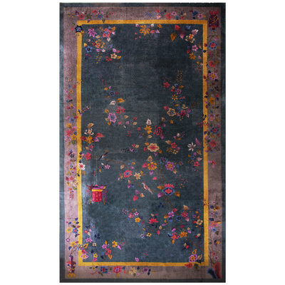 Green Color Antique Big Oversized Chinese Art Deco Carpet