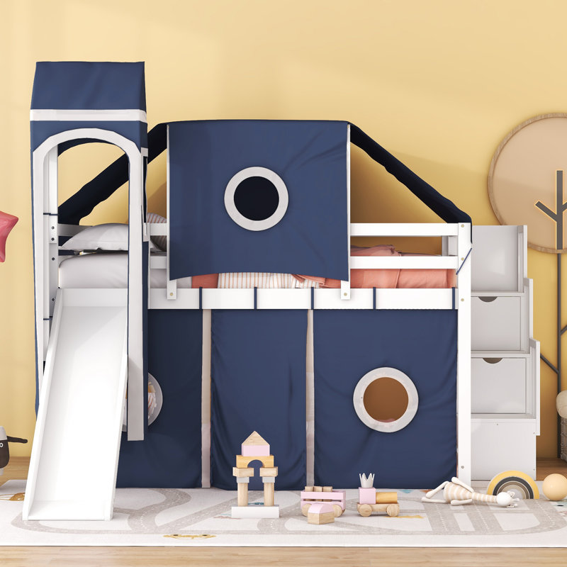 Lit mezzanine pour enfants, Bleu, Double