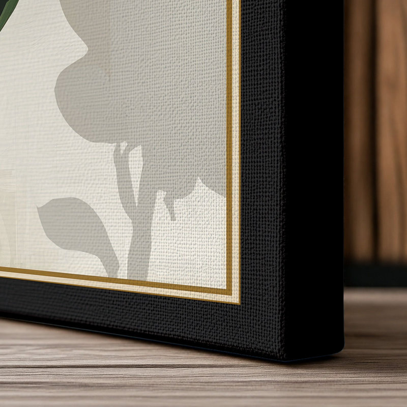 Coral Carnation Study Botanical - Wrapped Canvas, 18x12 - 45.7 x 30.5 cm, Black Border