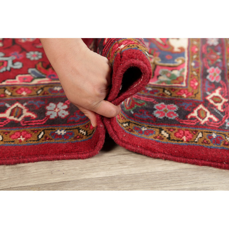 Tapis en laine rouge 5 pi 1 po x 6 pi 2 po one-of-kind à la main-noué la new age heriz Sirmans