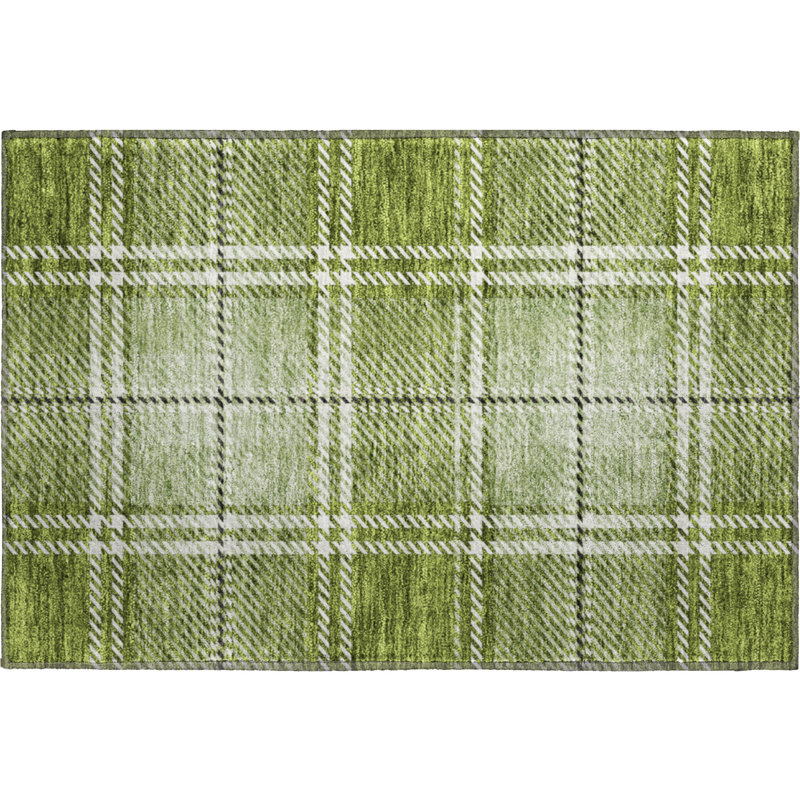 Premium Machine Washable Prisco Green Rug, Rectangle 1'8" x 2'6"