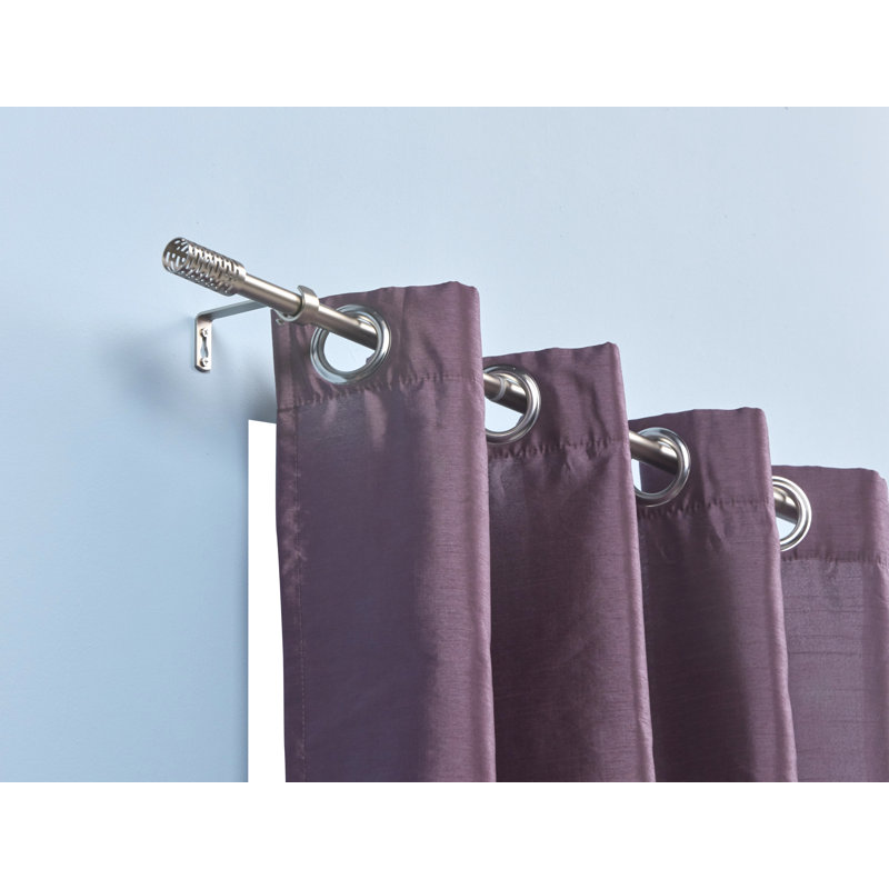 Alwie Curtain Pole Set, 143cm H x 5cm W x 5cm D, Brush Nickel