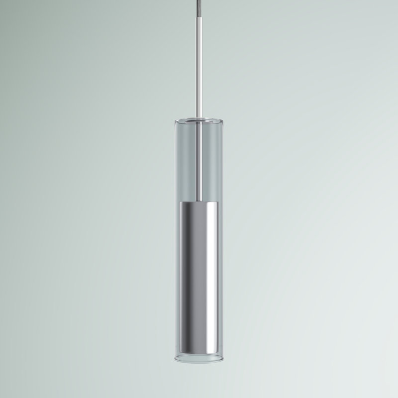 Luminaire suspendu cylindrique à DEL Luna, Chrome poli