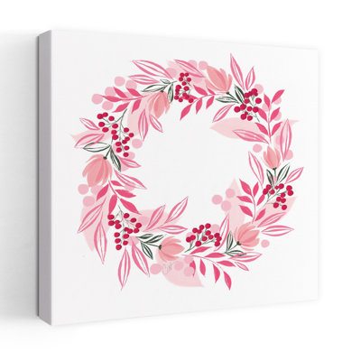 Contemporary Pink Wreath With Christmas Holidays Art