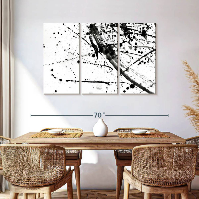 Avery abstrait noir et blanc, H 36 po x l 57 po