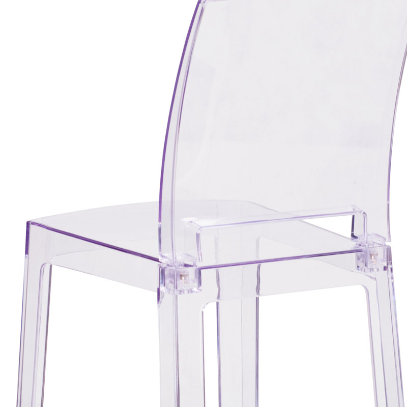 Imca Counter Stool with Square Back in Transparent Crystal - Wedding Chairs, Counter Stool (24" Seat Height)