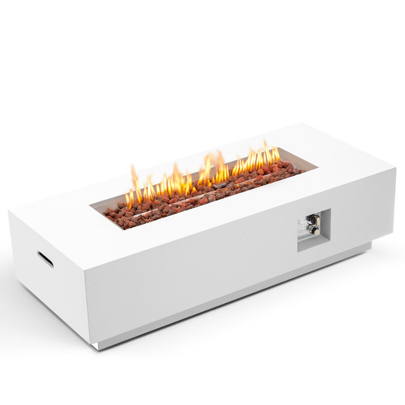 Clyne 15.5'' H x 56'' W MGO Concrete Propane Outdoor Fire Pit Table (Tank and Tank Cover Not Included）, White