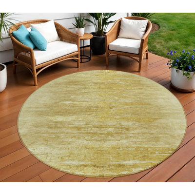 Tapis intérieur rond lavable abstrait doré et blé 8 pi