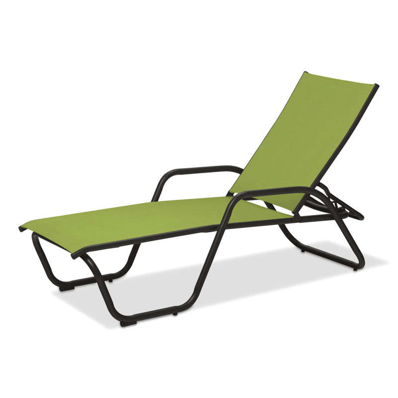 Outdoor Rust-Resistant Metal Chaise Lounge, Lime 38D Sunbrella®, Textured Graphite