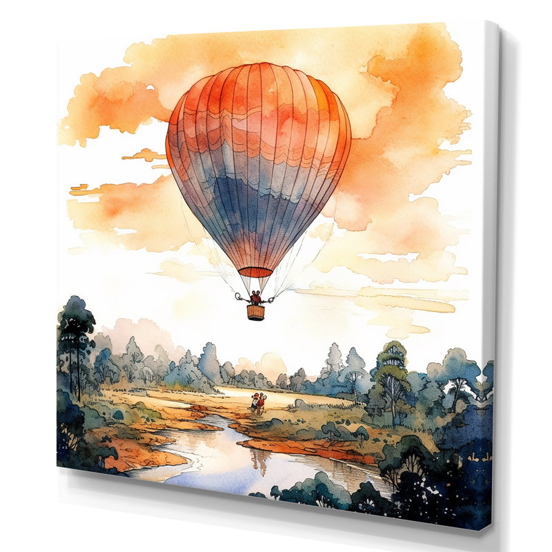 Montgolfière, paysage de rêve I, Toile tendue, H 16 po x l 16 po x P 1 po