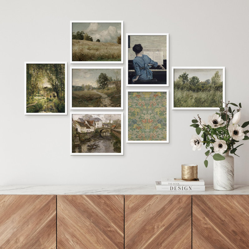 Paysage de campagne, impression botanique, nature sauvage, minimalisme, rustique et confortable, impression sur papier, 7 pièces