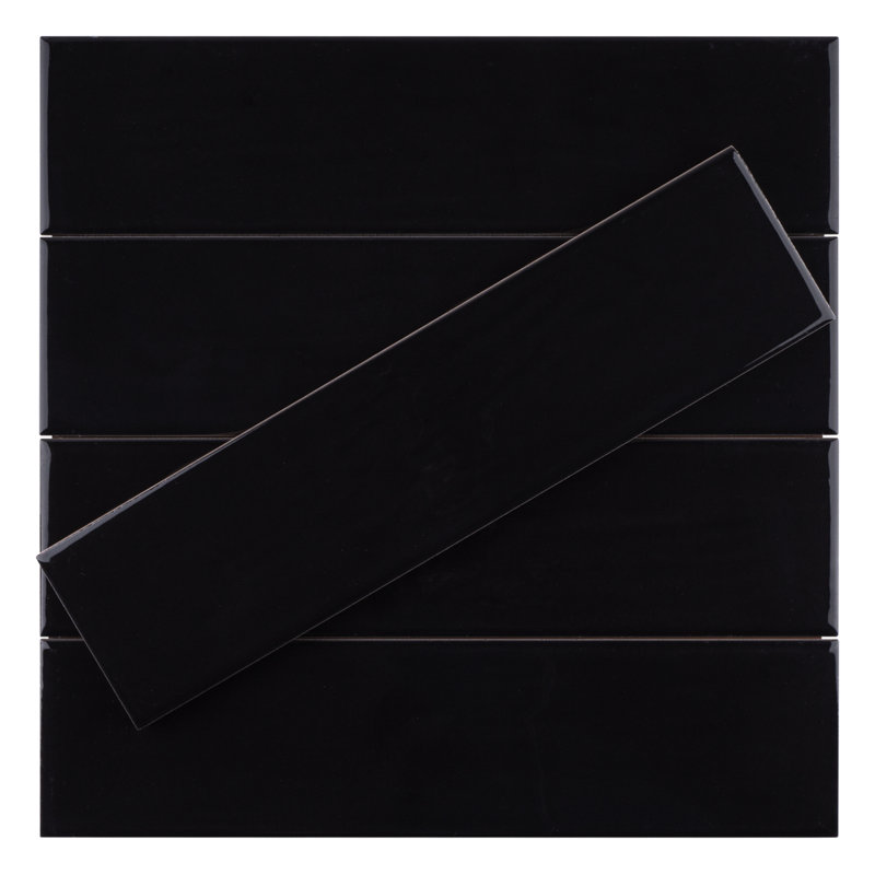 Carrelage mural en céramique Supreme 2,9 po x 11,81 po Supreme Tile, Noir
