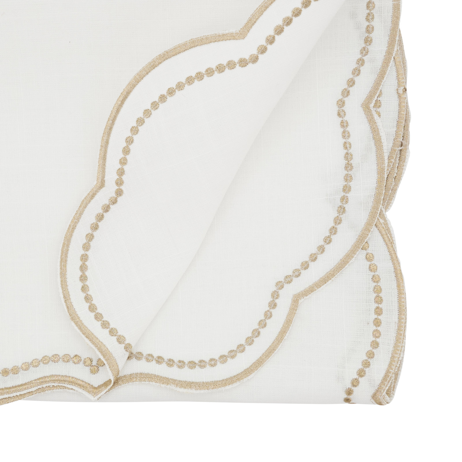 Lauryn Collection 70" Table Runnner, White/Gold