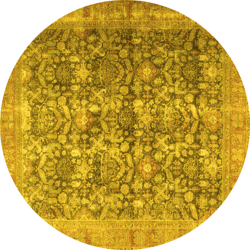 Tapis traditionnels jaunes 4406, Rond 3 pi