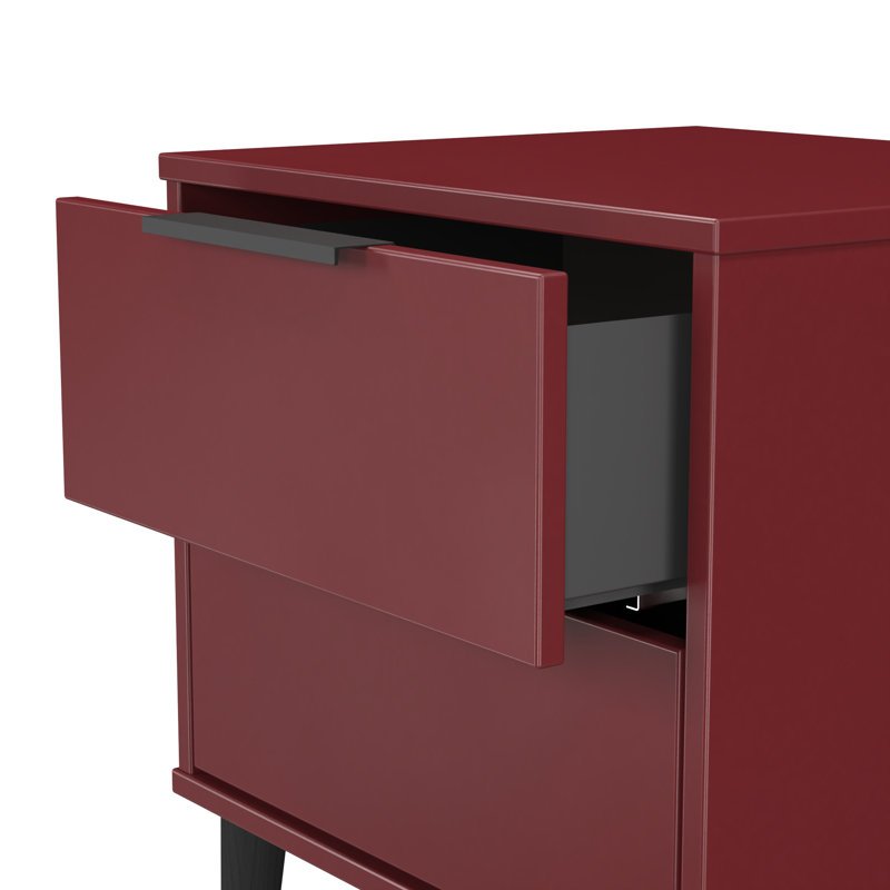 Peacham 45cm W Manufactured Wood Bedside Table, Red