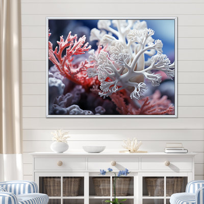 Corail blanc et anémones dansantes sur toile