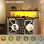 Bar à vin Farmhouse avec lumières DEL, portes de grange coulissantes, armoire à café de 55 po avec porte-bouteilles et porte-verres, buffet pour la cuisine, bois-1981366676