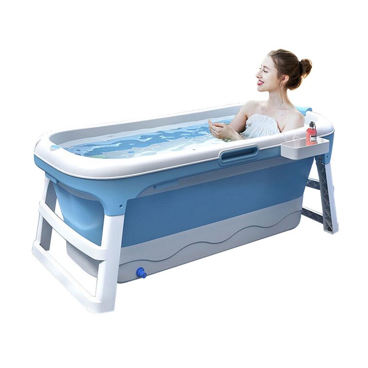 W WEYLAN TEC 47 inch Foldable Bath Tub Wide Bathtub with Bath