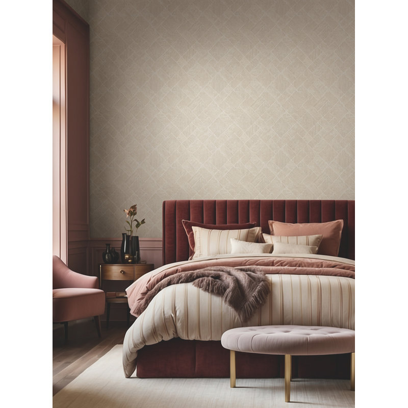 Papier peint Marqueterie beige, Beige