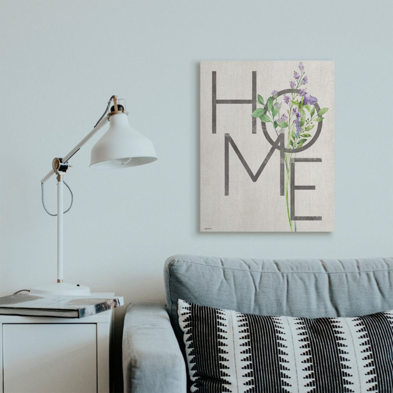 Rustic Home Text Purple Lavender par Kyra Brown-impression d’art graphique, 30" H x 24" W x 1.5" D, Wrapped Canvas