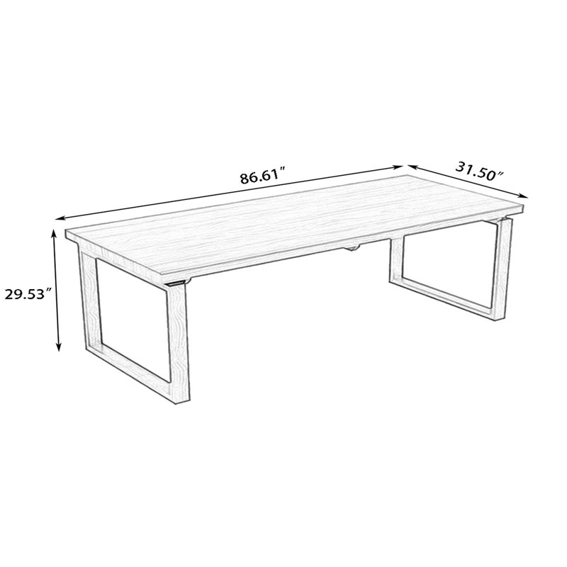Burlywood Rectangular Solid Wood Dining Table, 29.53"H x 86.61"L x 31.50"W