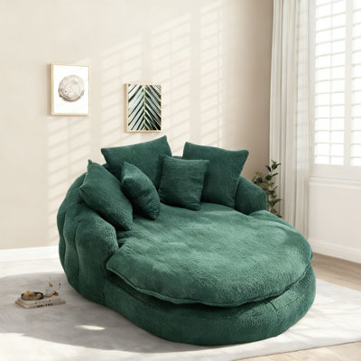 Modern Style Satin Velvet Frameless Chaise Lounge Bean Bag with Built-in Granular Memory Foam and Pillows