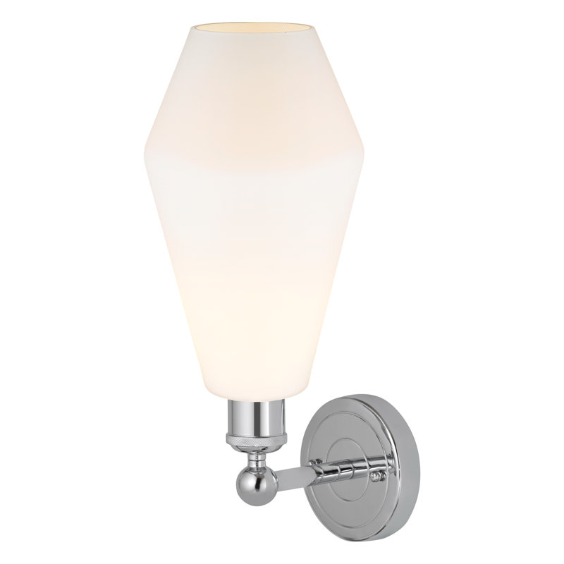 Amylea Armed Sconce, Cased Matte White, Polished Chrome