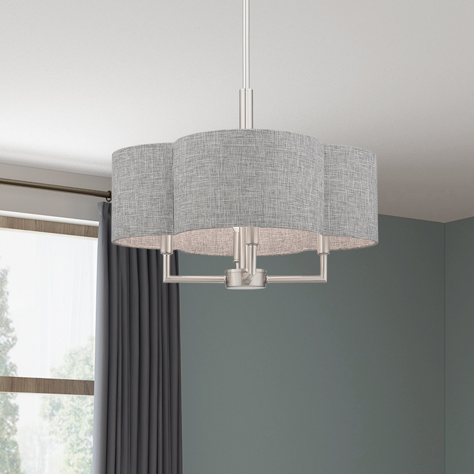 Vino Steel Dimmable Drum Chandelier, Gray, 10"H x 20"W x 20"D