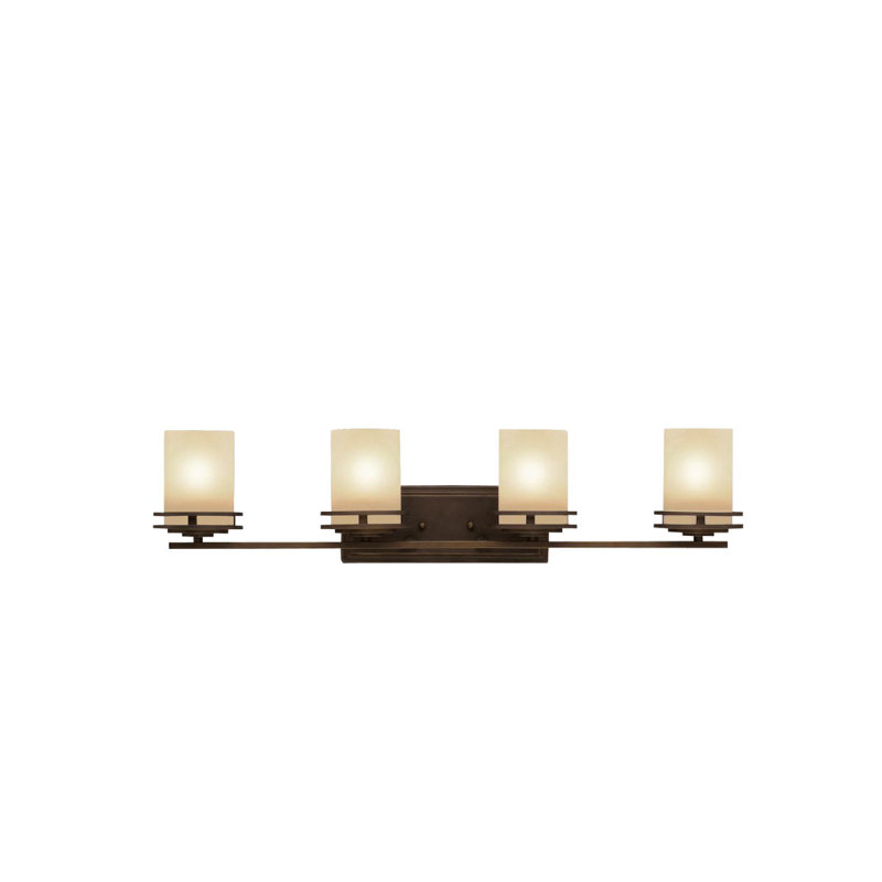 Éclairage pour salle de bain à intensité variable 4 lumières Hendrik, Bronze vieilli, Incandescent