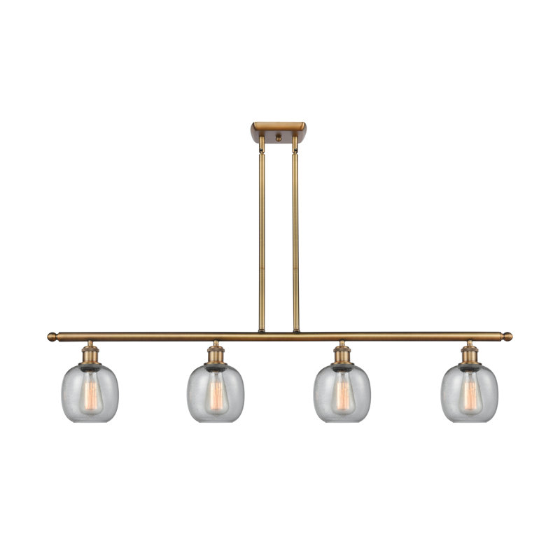 Luminaire suspendu linéaire à 4 lumières pour îlot de cuisine Carlucci, Grainé, Ampoule DEL 6 watts Vinage, Laiton brossé