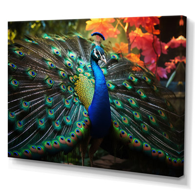 Blue Teal Indian Art Dancing Peacock