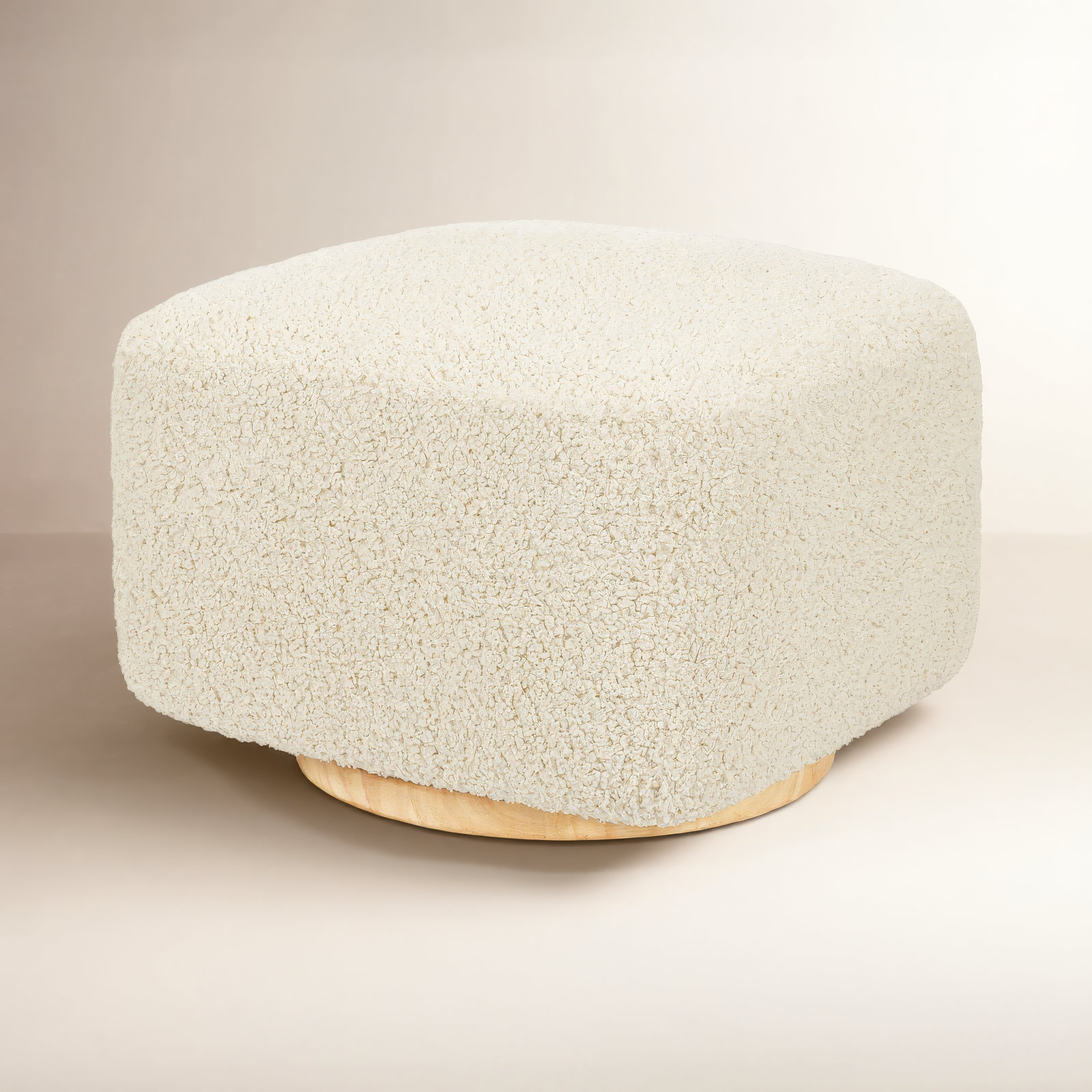 Kiwi 25" Ottoman, Almond Teddy Loop, Natural
