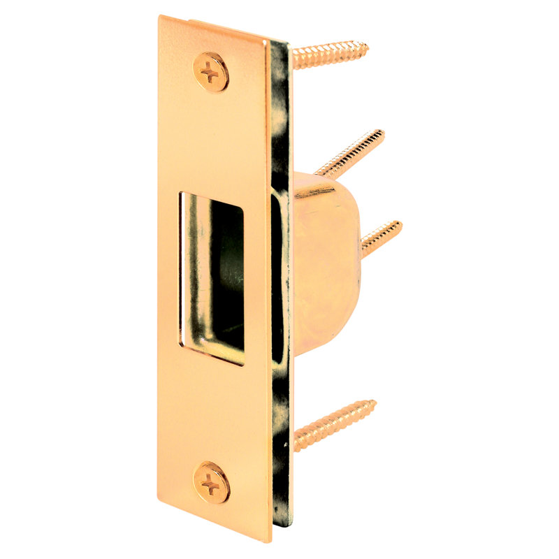 Prime-Line 4-7/8 in. Steel Brass Plated Armored Security Box Strike Plate for Hinged Doors (Single Pack)