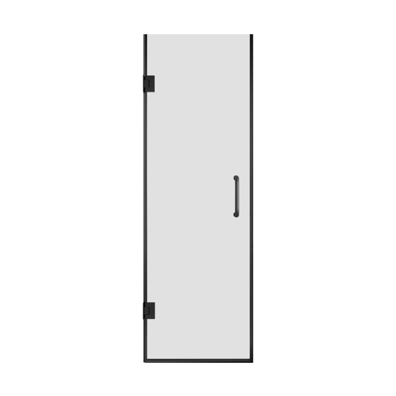 Porte de douche à charnière sans cadre avec verre trempé de 3/8 po x l 24 po x H 72 po, Noir mat