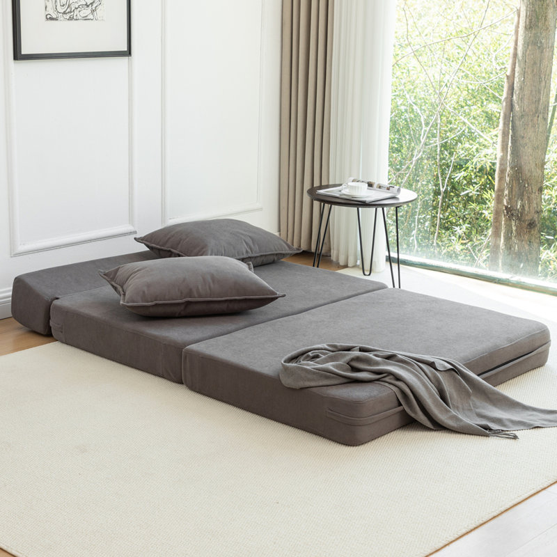 Foldable Sofa Bed Sleeper Lounge Chair with Pillow Floor Mattress Floor Couch with Backrest for Living Room/Dorm/Guest Room/Home Office