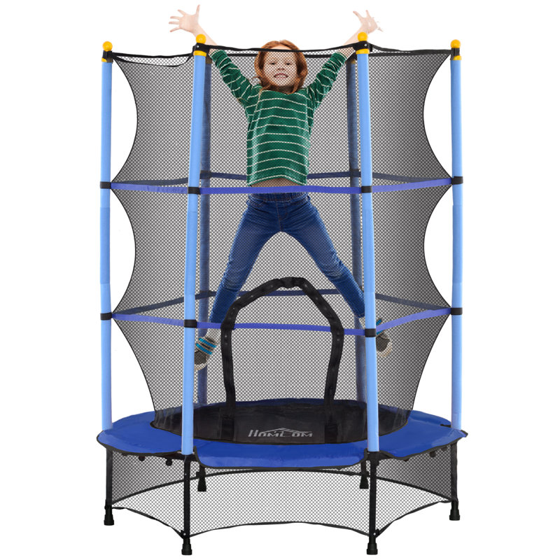Freeport Park 140cm Round with Safety Enclosure Kid / Toddler Trampoline, Blue
